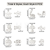 36Pcs 6 Style 201 Stainless Steel Charms STAS-DC0006-30-5