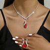 Brass Rhinestone Pendant Necklaces & Stud Earrings Sets for Women WGFE659-01-2