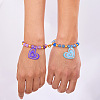 Glass Resin Magnetic Heart Friendship Stretch Bead Bracelet Sets for Women WG24CEB-01-3