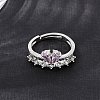 Brass Micro Pave Cubic Zirconia Cuff Open Rings CU-CBA5C10-07P-3