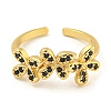 Flower Rack Plating Brass Micro Pave Cubic Zirconia Open Cuff Rings for Women RJEW-N047-01G-02-RS-2