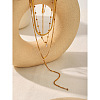 304 Stainless Steel Pave Clear Cubic Zirconia Teardrop Long Tassel Pendant 3 Layer Chain Necklaces for Women WGE5E69-01-3
