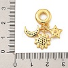 Rack Plating Brass Clear & Blue Cubic Zirconia European Dangle Charms KK-U035-27G-3
