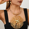 Aluminum & Brass & CCB Wire Flower Bib Necklace & Ball Dangle Earrings for Women WGD13CF-01-1