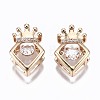 Brass Micro Pave Clear Cubic Zirconia Slide Charms GLAA-S193-020-1