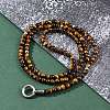 Natural Tiger Eye Round Beaded Y Necklaces NJEW-F331-02P-01-2