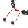 Natural Morganite & Rose Quartz & Lava Rock Braided Bead Bracelets Set for Girl Women BJEW-JB06972-02-10