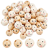   52Pcs 2 Style Spray Painted Natural Wood Beads WOOD-PH0002-24-1