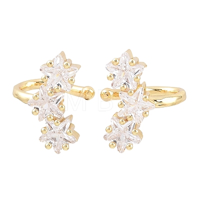 Brass Micro Pave Clear Cubic Zirconia Cuff Earrings EJEW-G471-40G-1