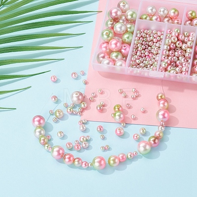 497Pcs 5 Style Rainbow ABS Plastic Imitation Pearl Beads OACR-YW0001-09C-1