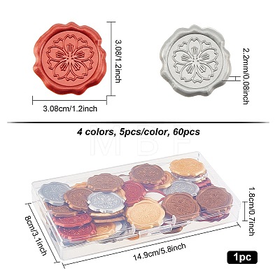 60Pcs 4 Colors Adhesive Wax Seal Stickers DIY-CP0006-11A-1