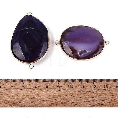 Natural Agate Connector Charms G-Q606-56B-G-1