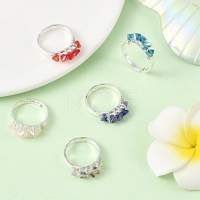 Glass Cuff Open Rings RJEW-JR01082-1