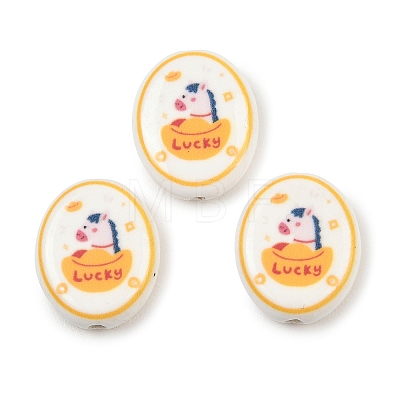 Printed Handmade Porcelain Beads PORC-B009-01-1