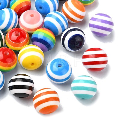 Opaque Striped Resin Beads RESI-CJC0021-16-1