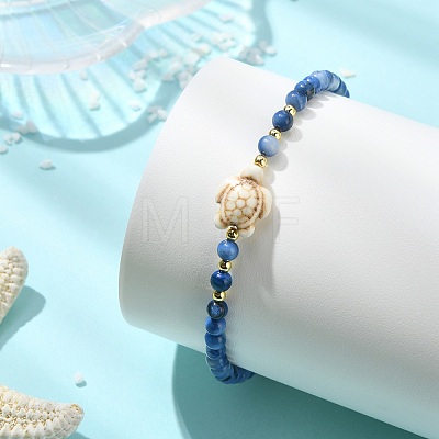 Dyed Natural Freshwater Shell & Synthetic Turquoise Beaded Stretch Bracelets for Women BJEW-JB13883-1