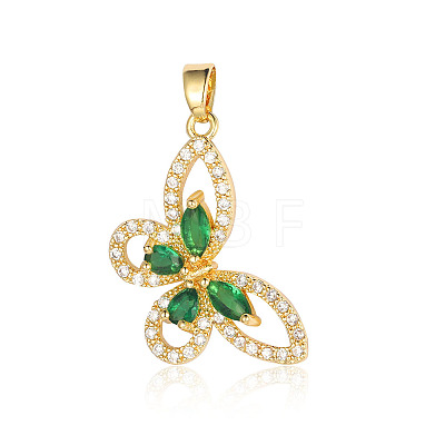 Brass Micro Pave Green Cubic Zirconia Pendants ZIRC-OY003-01G-1