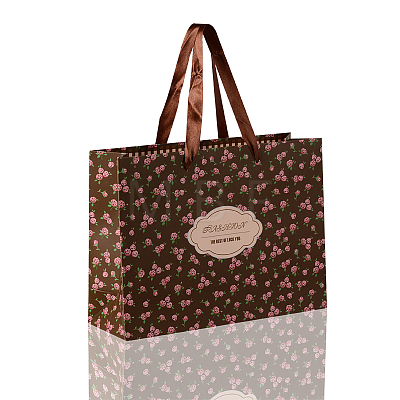 Rectangle Printed Rose Paper Bags CARB-F001-16A-1