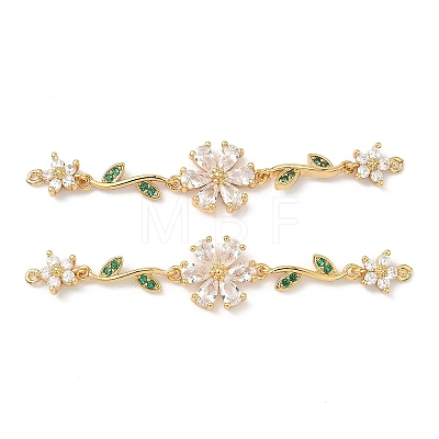 Brass Pave Cubic Zirconia Connector Charms KK-Z139-02G-1