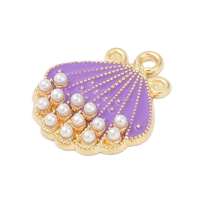 Alloy Enamel Pendants with Plastic Imitation Pearl FIND-Z070-04G-03-1