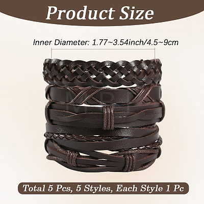 1Bag Mixed Styles Adjustable PU Leather Cord Braided Bracelets for Unisex BJEW-CL0001-47B-1
