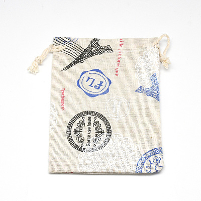 Printed Polycotton(Polyester Cotton) Packing Pouches Drawstring Bags ABAG-T004-10x14-14-1