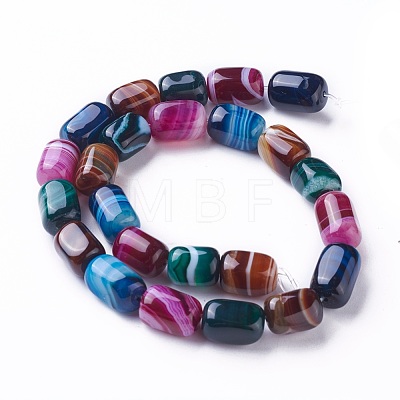 Natural Dyed Striped Agate/Banded Agate Beads Strands G-G775-B-01-1