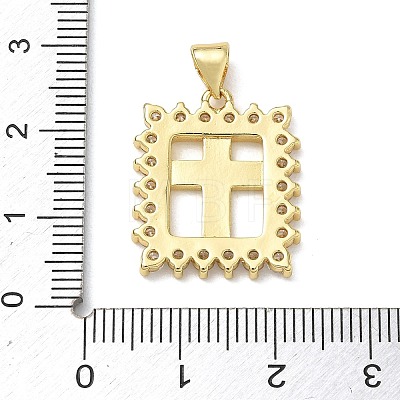 Religion Cross Brass Micro Pave Clear Cubic Zirconia Pendants CU-CBA83A6-03G-G-1