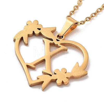 PVD Vacuum Plating 201 Stainless Steel Pendant Necklaces NJEW-R267-02X-G-1