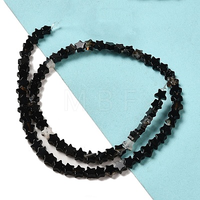 Natural Black Agate Beads Strands G-G085-B42-01-1