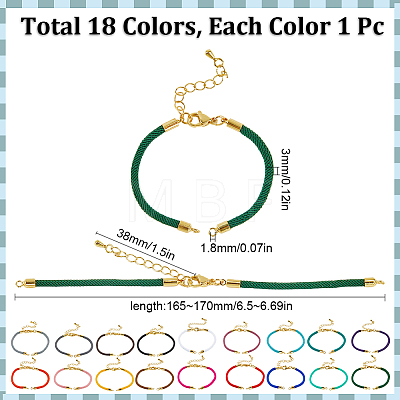 18Pcs 18 Colors Nylon Cords Bracelet Makings Fit for Connector Charms MAK-SC0001-25-1