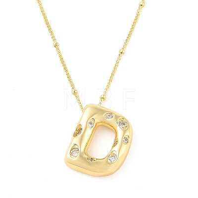 Brass Micro Pave Clear Cubic Zirconia Pendant Necklaces NJEW-Z038-01G-D-1