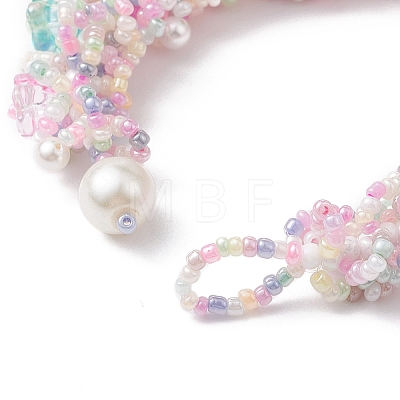 Flower Glass Seed Braided Beaded Bracelets BJEW-MZ00059-1