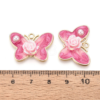 Rack Plating Alloy Enamel and ABS Imitation Pearl and Acrylic Pendants ENAM-T091-64B-1