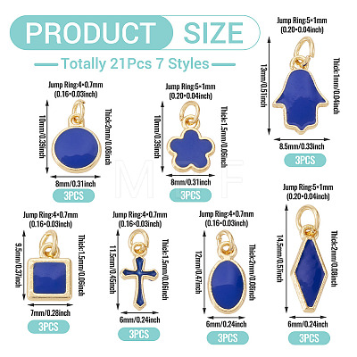21Pcs 7 Styles Brass Enamel Charms KK-TA0003-19C-1