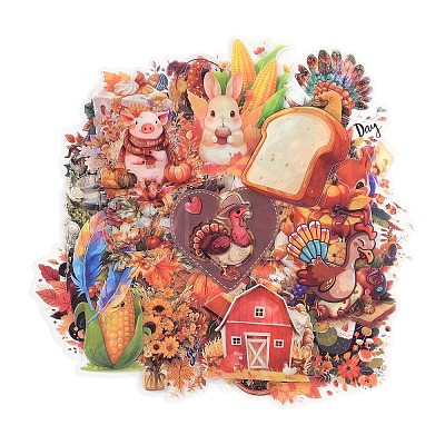 50Pcs Thanksgiving Day Cartoon PET Self-Adhesive Picture Stickers STIC-C010-23-1