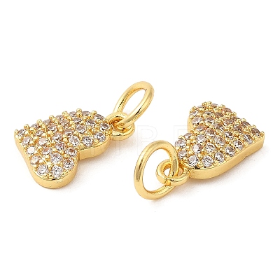 Rack Plating Brass Micro Pave Clear Cubic Zirconia Charms KK-Z026-17G-1