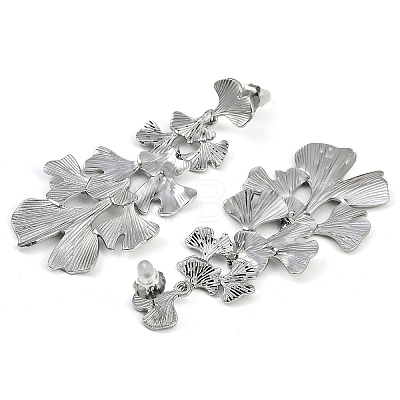 304 Stainless Steel Leaf Stud Earrings EJEW-K294-02P-1