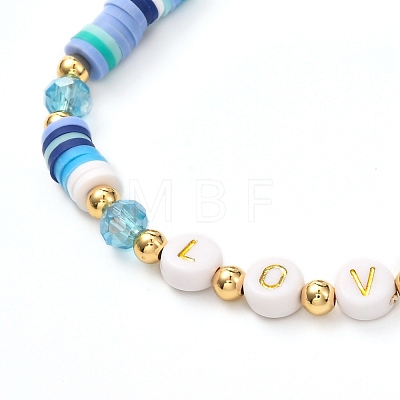 Love Handmade Polymer Clay Beads Stretch Bracelet for Teen Girl Women BJEW-JB06936-1