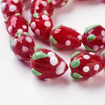 Handmade Lampwork 3D Strawberry Beads LS-X-LAMP-R109A-15-1