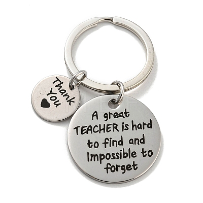 Teacher's Day Gift 201 Stainless Steel Word Thank You Keychains KEYC-E040-05P-03-1