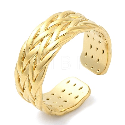 304 Stainless Steel Textured Open Cuff Ring for Women RJEW-I098-34G-1