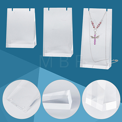 3Pcs 3 Sizes Transparent Acrylic Necklace Display Stands NDIS-WH0009-18-1