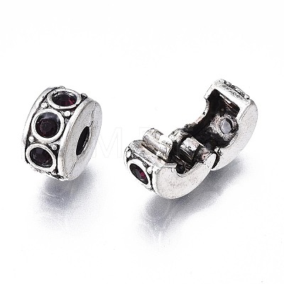 Brass Rhinestone European Clasps KK-N291-01AS-08-1