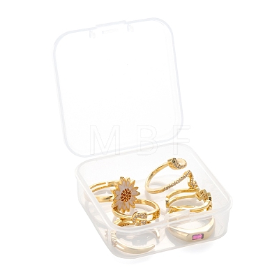 6Pcs 6 Styles Brass Micro Pave Cubic Zirconia Cuff Rings RJEW-LS0001-39G-1