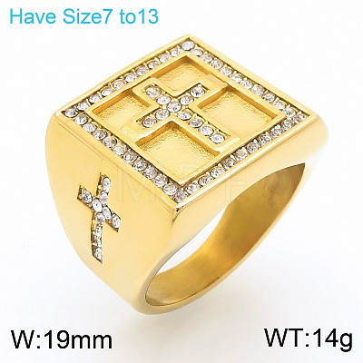 304 Stainless Steel Cubic Zirconia Finger Rings for Men FS-WG9BEFD-06-1