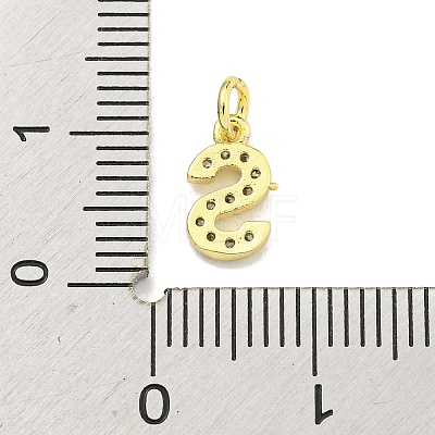 Letter Brass Micro Pave Clear Cubic Zirconia Pendants KK-K354-06G-S-1