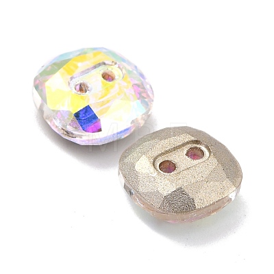 2-Hole Square Glass Rhinestone Buttons BUTT-D001-C-1