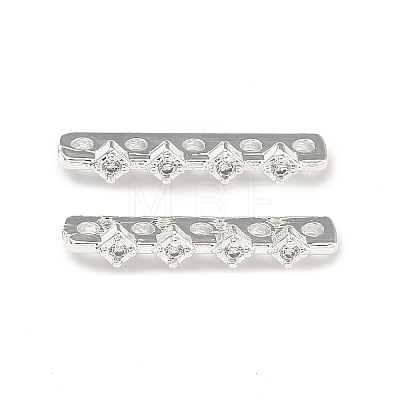 Brass Micro Pave Clear Cubic Zirconia Spacer Bars KK-Z139-11S-03-1
