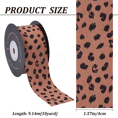 Leopard Print Polyester Ribbon OCOR-WH0047-43A-1